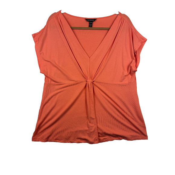 Orange Blouse Womens Size XXL Short Sleeve Ruched Lightweight Fabric George - Picture 1 of 8